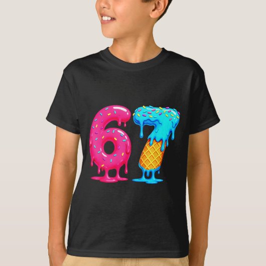 Six Seven Ice Cream Drip Cool Meme 67 Funny Number Tシャツ (正面)