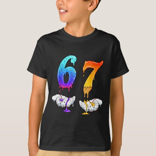 Six Seven Ice Cream Drip Cool Meme 67 Funny Number Tシャツ (正面)