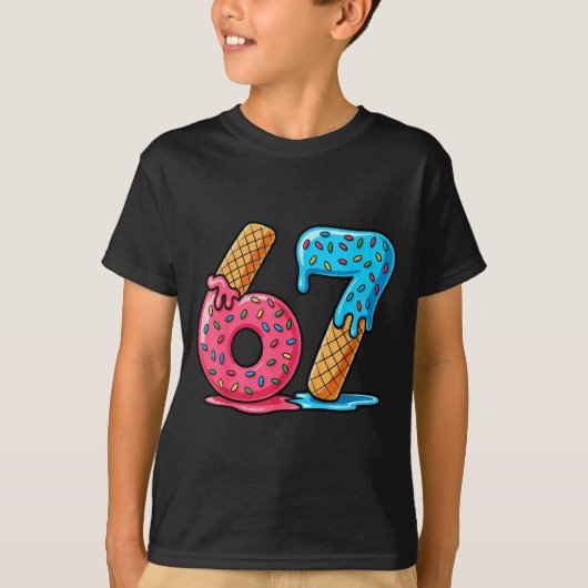 Six Seven Ice Cream Drip Cool Meme 67 Funny Number Tシャツ (正面)