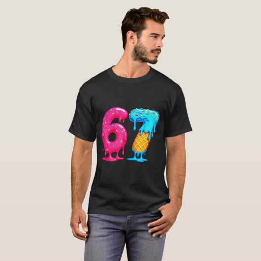 Six Seven Ice Cream Drip Cool Meme 67 Funny Number Tシャツ (正面フル)