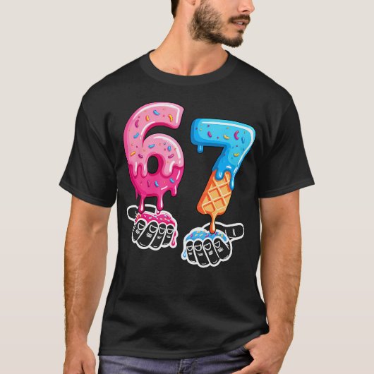 Six Seven Ice Cream Drip Cool Meme 67 Funny Number Tシャツ (正面)