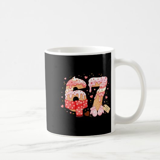 Six Seven Ice Cream Drip Cool Meme 67 Funny Valent コーヒーマグカップ (右)