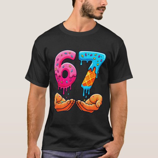 Six Seven Ice Cream Drip Kids Youth Funny 67 Hands Tシャツ (正面)