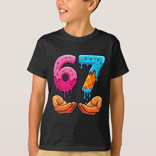 Six Seven Ice Cream Drip Kids Youth Funny 67 Hands Tシャツ (正面)