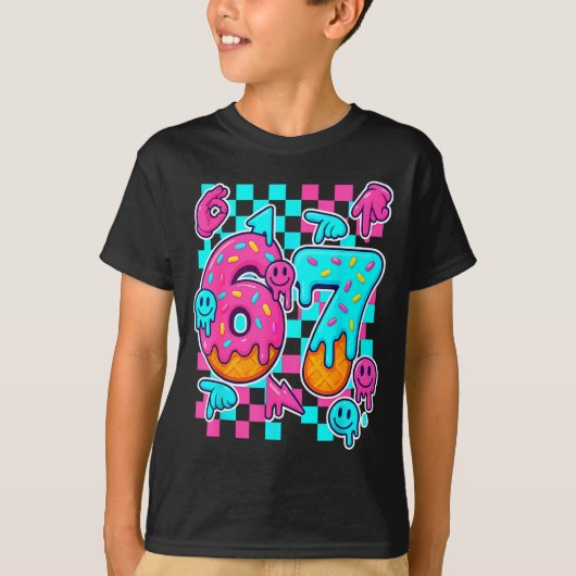 Six Seven Ice Cream Drip Meme 67 Funny Gen Alpha S Tシャツ (正面)