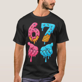 Six Seven Ice Cream Drip Meme 67 Funny Gen Alpha S Tシャツ