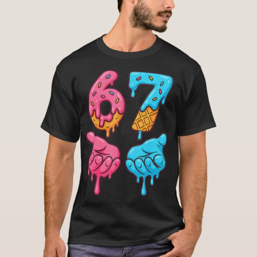Six Seven Ice Cream Drip Meme 67 Funny Gen Alpha S Tシャツ (正面)
