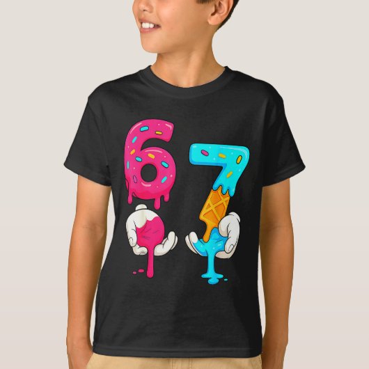 Six Seven Ice Cream Drip Meme 67 Funny Gen Alpha S Tシャツ (正面)