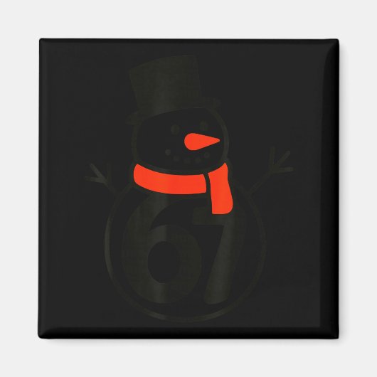 Six Seven Kids 67 Boys Girls 6 7 Christmas Snowman マグネット (正面)