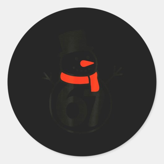 Six Seven Kids 67 Boys Girls 6 7 Christmas Snowman ラウンドシール (正面)