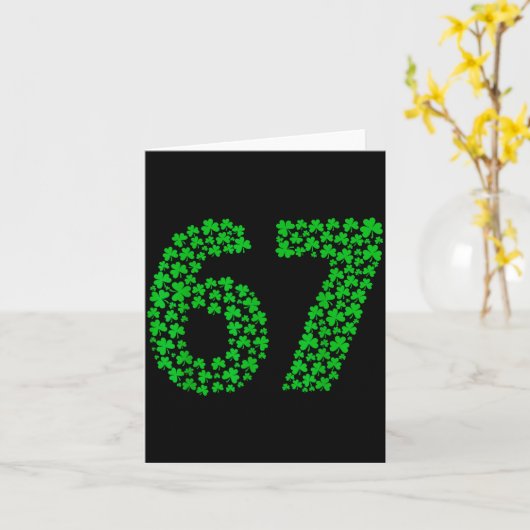 Six Seven Meme 67 St Patrick's Day Shamrocks Men W カード (黄色い花)