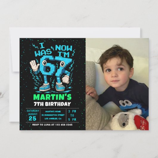 Six Seven Meme 6 7 Birthday Photo Invitation 招待状 (正面)