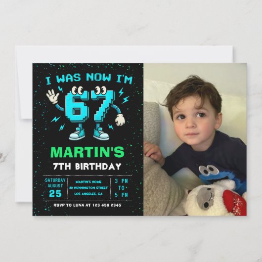 Six Seven Meme 6 7 Birthday Photo Invitation 招待状 (正面)