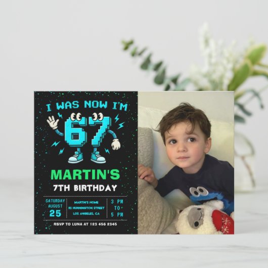 Six Seven Meme 6 7 Birthday Photo Invitation 招待状 (スタンド正面)