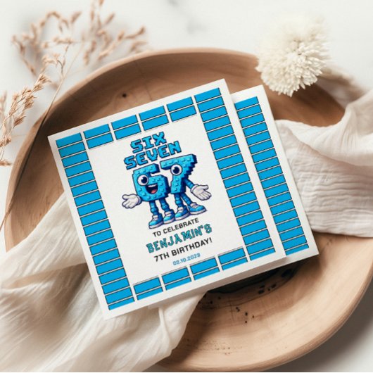 Six Seven Meme 7th Birthday | Funny Trendy スタンダードカクテルナプキン