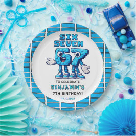 Six Seven Meme 7th Birthday | Funny Trendy ペーパープレート