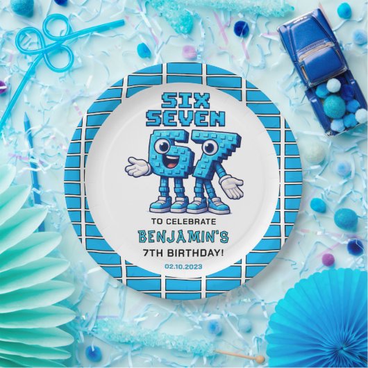 Six Seven Meme 7th Birthday | Funny Trendy ペーパープレート (パーティー)