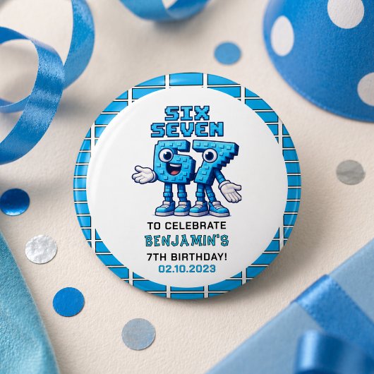 Six Seven Meme 7th Birthday | Funny Trendy 缶バッジ