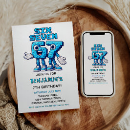 Six Seven Meme 7th Birthday Party | Funny Trendy  招待状