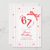 Six Seven Meme 7th Kids Birthday Handdrawn bow 招待状 (正面)