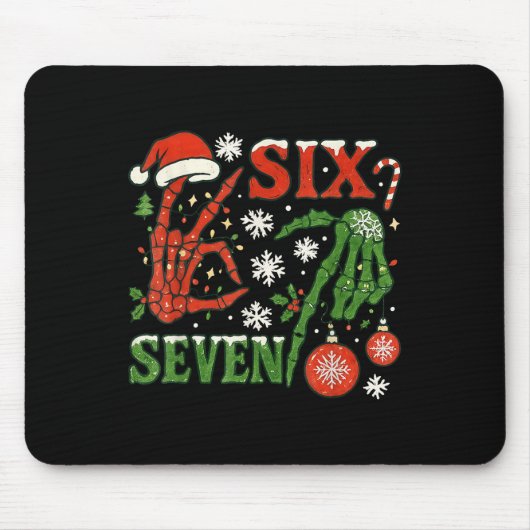 Six Seven Meme Christmas 6-7 Christmas Skeleton Ha マウスパッド (正面)
