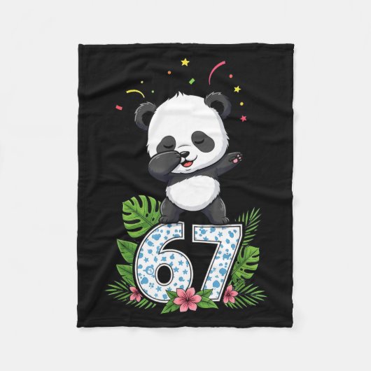 Six Seven Meme Dabbing Baby Panda 67 Funny Gen Z A フリースブランケット (正面)