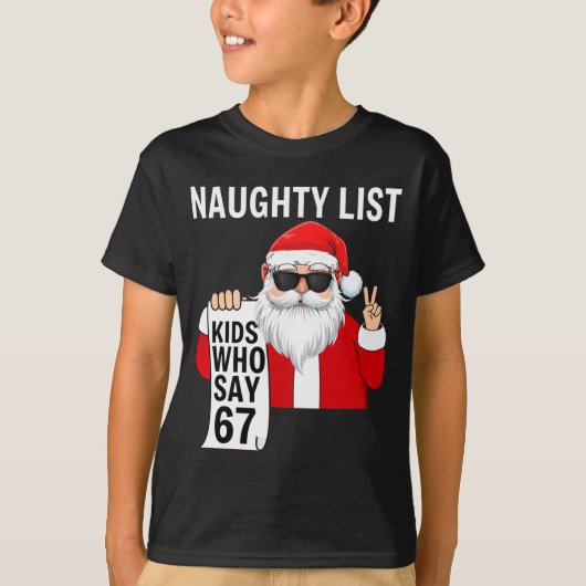 Six Seven Meme Funny Christmas Naughty List Kids W Tシャツ (正面)