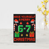 Six Seven Meme Funny Merry 67 Christmas Xmas Pajam カード (黄色い花)