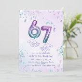 Six Seven Meme Glitter Kids 7th Birthday 招待状 (スタンド正面)