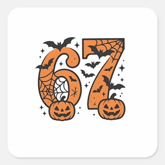  Six Seven Meme Halloween 67 Mason Spooky  スクエアシール (正面)