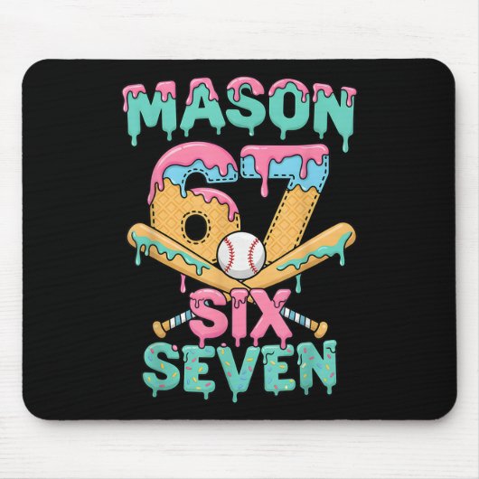 Six Seven Meme Mason Ice Cream Drip Funny Bysebyll マウスパッド (正面)