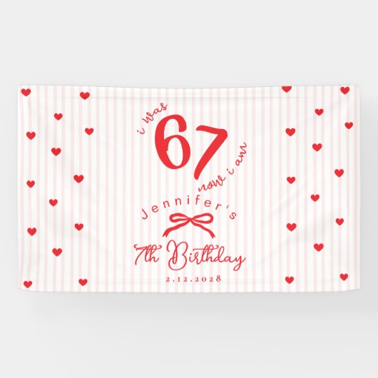 Six Seven Meme Pink Red Coquette 7th Birthday 横断幕 (横)