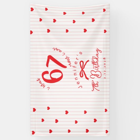 Six Seven Meme Pink Red Coquette 7th Birthday 横断幕 (縦)