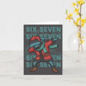 Six Seven Meme Shark Dab Se Dabbing Funny Xmas 67  カード (黄色い花)