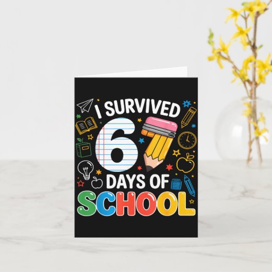 Six Seven Meme Survived 67 Days Of School Student  カード (黄色い花)