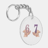 Six Seven Pink Purple Glitter Brain Rot キーホルダー (正面左)