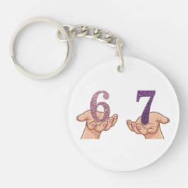 Six Seven Pink Purple Glitter Brain Rot キーホルダー