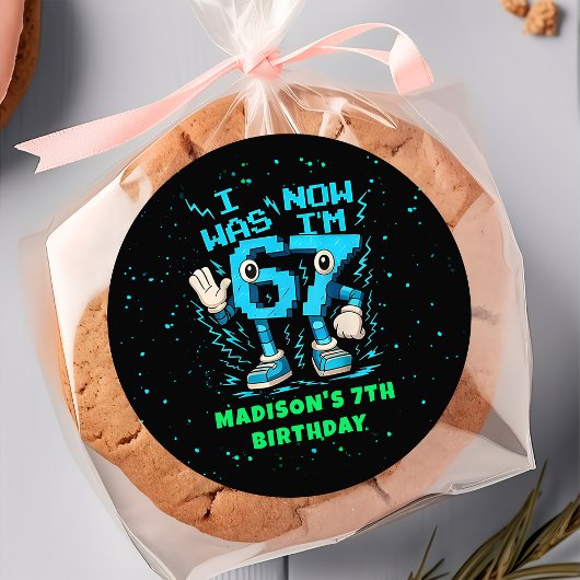 Six Seven Pixel Meme 7th Birthday Sticker ラウンドシール