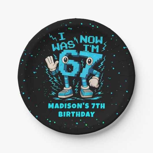 Six Seven Pixel Meme Birthday Paper Plate ペーパープレート (正面)