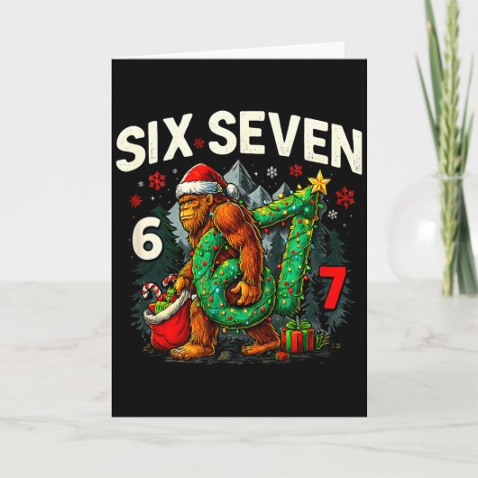 Six Seven Santa Bigfoot Christmas Sasquatch 67 Fun カード (正面)