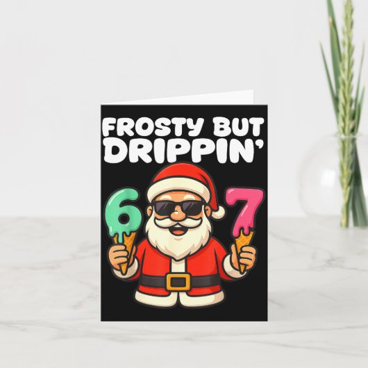 Six Seven Santa Santa Sungles Ice Cream Christmas  カード (正面)