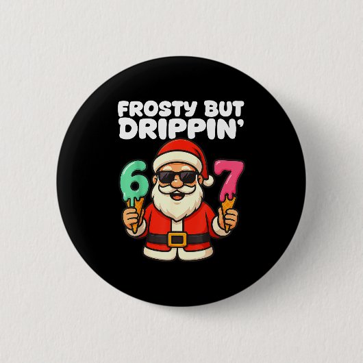 Six Seven Santa Santa Sungles Ice Cream Christmas 缶バッジ (正面)