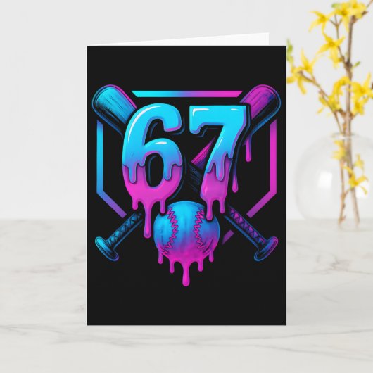 Six Seven Sell Ice Cream Drip Cool 67 Gen Alpha Sl カード (黄色い花)