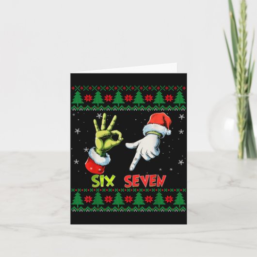 Six Seven Skeleton Meme Christmas Ugly Sweater 67  カード (正面)