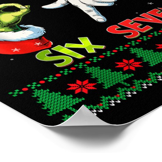 Six Seven Skeleton Meme Christmas Ugly Sweater 67 ポスター (角)