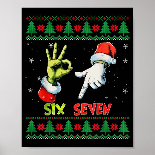 Six Seven Skeleton Meme Christmas Ugly Sweater 67  ポスター (正面)