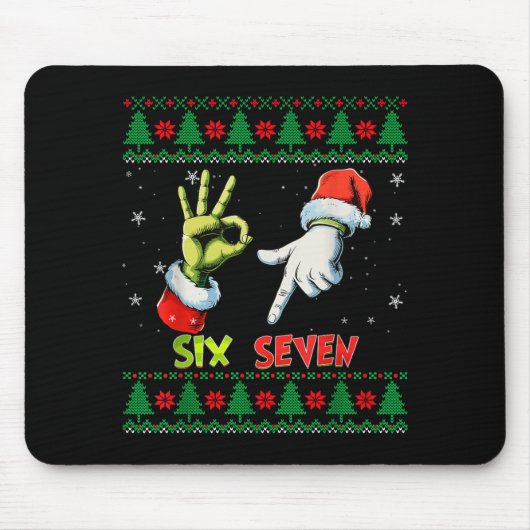 Six Seven Skeleton Meme Christmas Ugly Sweater 67  マウスパッド (正面)
