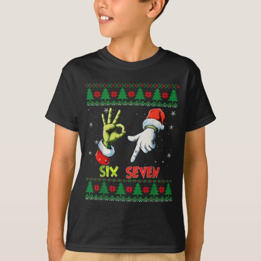 Six Seven Skeleton Meme Christmas Ugly Sweater 67  Tシャツ (正面)