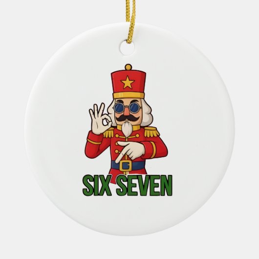 Six Seven Snowman Christmas Nutcracker 6 7 Xmas  セラミックオーナメント (正面)