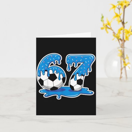 Six Seven Soccer Ice Cream Drip Funny Design カード (黄色い花)